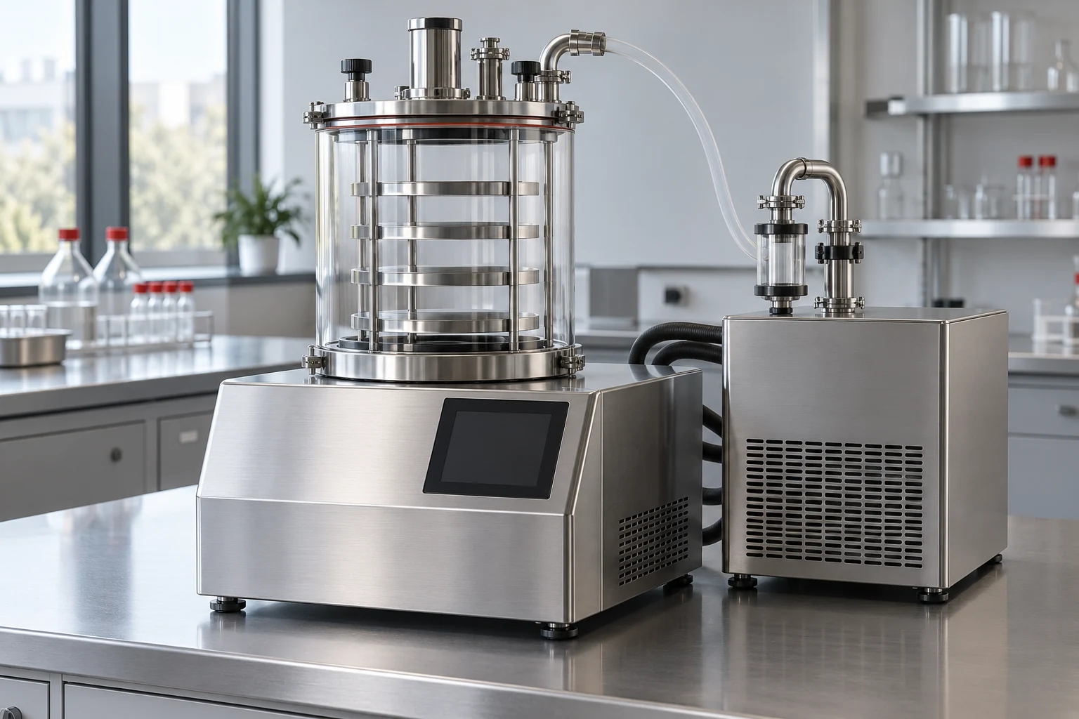 Laboratuvar tipi freeze dryer cihazı konsepti